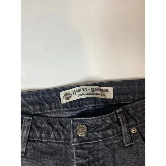Harley Davidson Womens Black Distressed Denim American Bootcut Jeans Size 10 - Picture 4 of 9